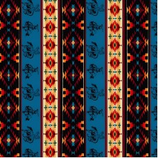 AZTE06 Western Cowboy Aztec Wild Rag, Silk Scarf Bandana, Blue Stripped Square Silky Scarves for Men & Women
