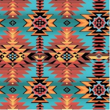 AZTE01 Western Cowboy Wild Rag Silk Scarf Bandana Teal Aztec Square Silky Scarves for Men & Women 