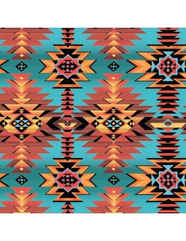 AZTE01 Western Cowboy Wild Rag Silk Scarf Bandana Teal Aztec Square Silky Scarves for Men & Women 